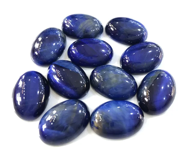 

Natural Blue Tiger Eye Cabochons Oval 13x18mm CAB Semi precious stone Jewelry Cabochon Ring Face