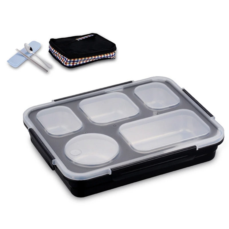 Ланч-бокс, набор, термо-бокс Bento box с столовыми приборами, экологически чистый контейнер для еды, отдельные отсеки, герметичная еда не смешивается