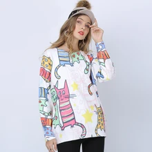 Lovely Cartoon Cat Printed Sweater Women Round Neck Long Sleeve Girls Casual Knitted Pullovers Female Loose Jumpers Ropa Mujer Lovely Cartoon Cat Printed Sweater Women Round Neck Long Sleeve Girls Casual Knitted Pullovers Female Loose Jumpers Ropa Mujer