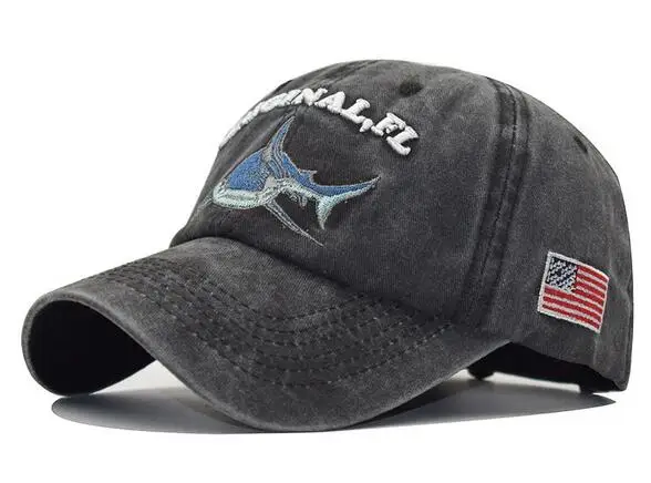 Модные Весенние/Летние регулируемые шляпы для мужчин и женщин, Спортивная Кепка, Мультяшные бейсболки из промытого хлопка, вышитая бейсбольная кепка с акулой