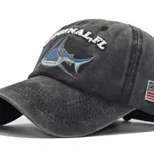 Модные Весенние/Летние регулируемые шляпы для мужчин и женщин, Спортивная Кепка, Мультяшные бейсболки из промытого хлопка, вышитая бейсбольная кепка с акулой