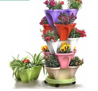 

4-LAYER STEREO STRAWBERRY PLANTING FLOWER POT VEGETABLE FRUIT PLANTER BALCONY SUCCULENT POTS HOME GARDEN DECORATION NURSERY POTS