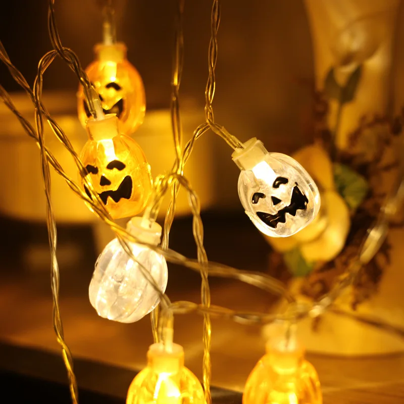 

Halloween LED Colored Lamp Carnival Outdoor Indoor Decoration Waterproof Battery Box-Crystal Ellipse Pumpkin Lighting Chain