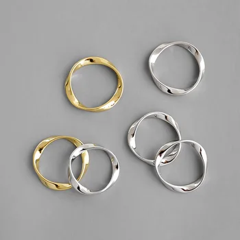 

3mm 100% Authentic 925 sterling silver Golden /WHITE Mobius wave waterwave Twis Rings TLJ967