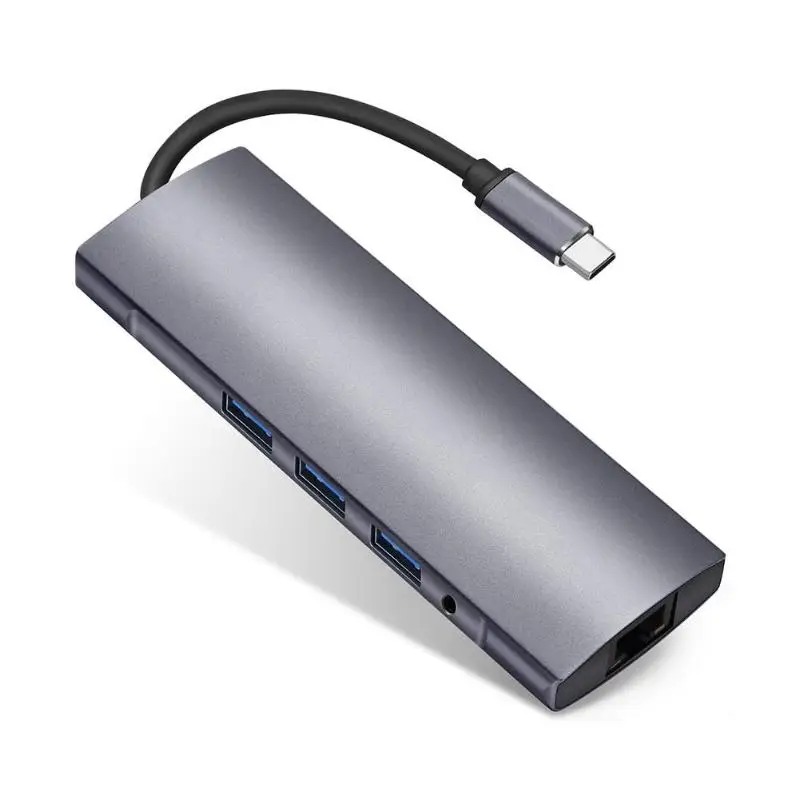 9 в 1 usb type-C концентратор док-станция для расширения конвертер RJ45 HDMI USB3.0 TF карта Аудио PD док-станция передача стабильность портативный адаптер