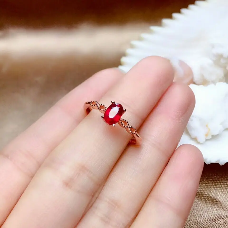MeiBaPJ настоящий натуральный сжиженный рубиновый драгоценный камень простое кольцо для женщин Настоящее серебро 925 проба хорошие Свадебные украшения