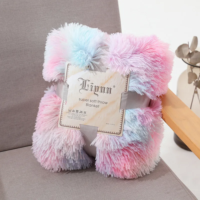 Новинка 2020 одеяло с длинными волосами 4-5 см покрывала верблюжьи радужные для