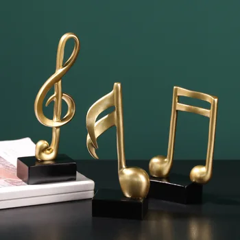 

New Modern Art Ornaments Notes Decor Creative Musical Note Room Home Wood Decoration Accessories Fashion Miniature Resin Crafts