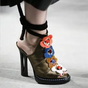 

Flower High Heels Sandals Women Ankle Strap Sandalias Mujer 2019 Summer Sandalia Feminina Catwalk Shoes Women Zapatos De Mujer