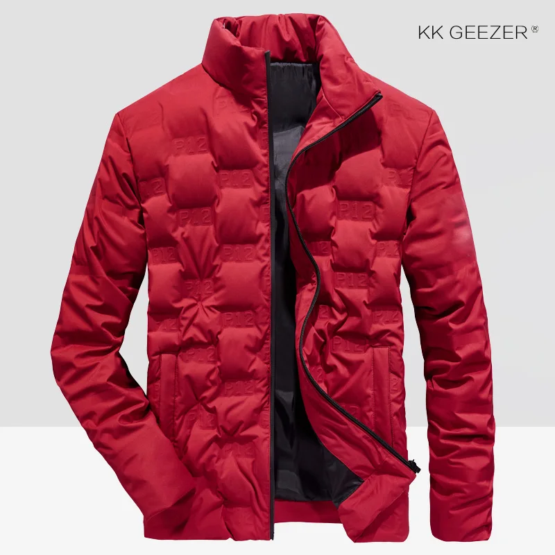 Зимние куртки, мужское теплое пальто, черная ветровка, тонкая верхняя одежда на утином пуху, военная, деловая, не деформируется, толстая, водонепроницаемая - Цвет: Красный