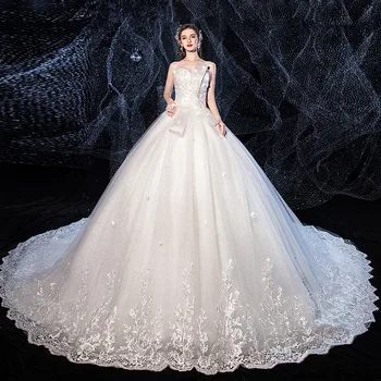 

luxury bridal gown lace up short sleeve wedding dresses anniversary gown vestido de noiva /свадебное платье/robe de mariee
