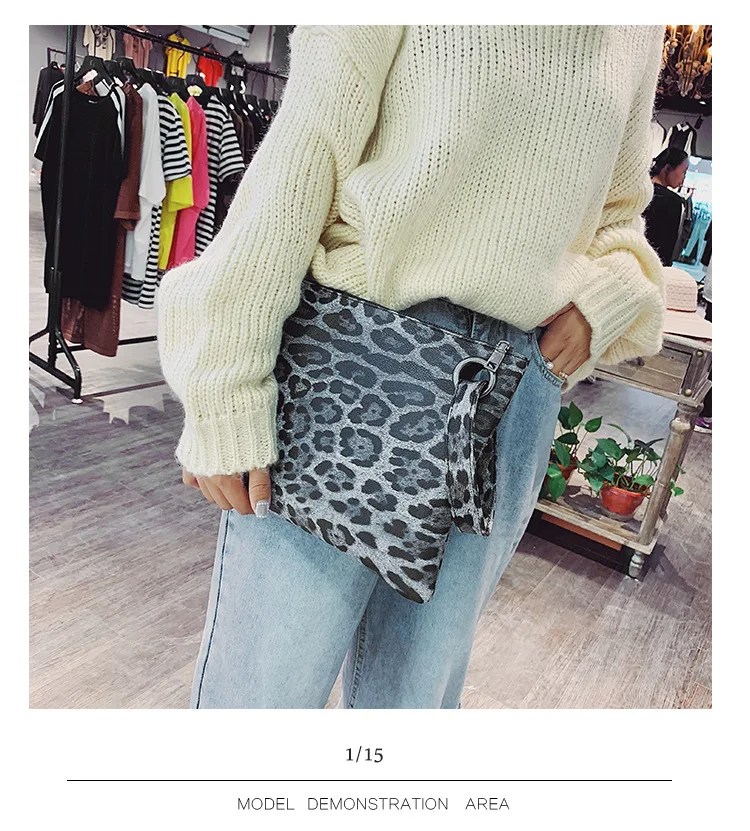 Casual Bags for Women Animal Print Leopard Clutch Female Fashion Design Leather Wallet Messenger Bag Ladies Elegant Handbag