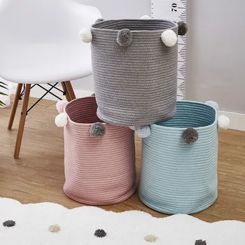 

DUNXDECO Home Office Household Storage Basket Cotton Thread Toys Cloth Basket Modern Fresh Balls Container Holder Kid Room Decor