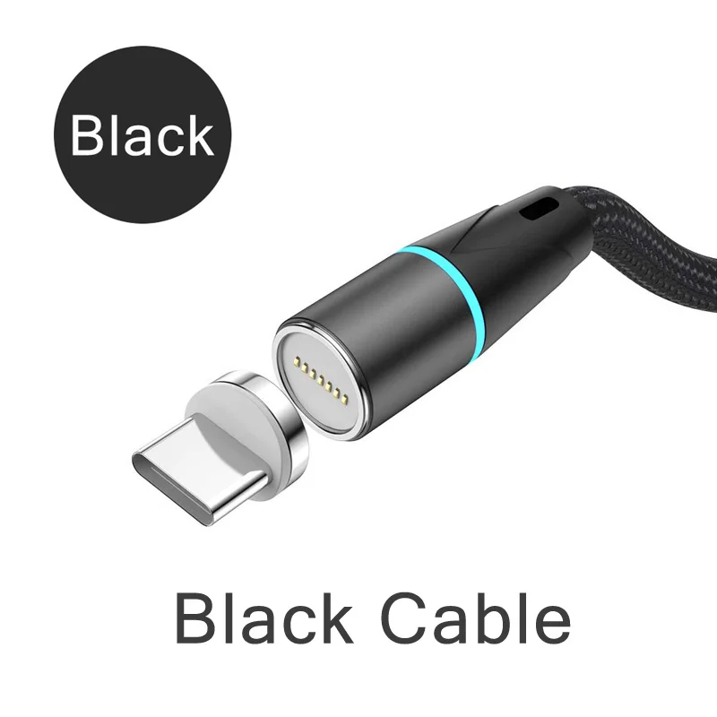 CANDYEIC 1 м USB C магнитные кабели для зарядки зарядное устройство Шнур для передачи данных зарядный провод для huawei P30 Pro Xiaomi Redmi Note6 pro телефонные кабели - Цвет: 12G Black Cable