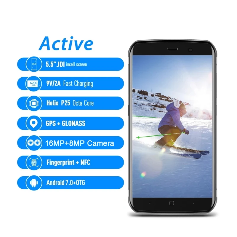 Vernee activo V1 IP68 impermeable resistente Smartphone NFC 5,5 "4GB Ram 64GB Rom MT6757 Octa Core 16.0MP 4200mAh Android 7,0 teléfono - Imagen 2