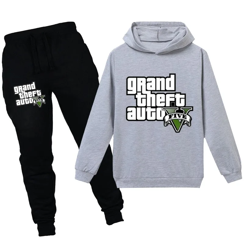 Grand Theft Auto V GTA 5 Kids 2pcs Sets Long Sleeve Pullover Sweatshirt Pants Clothing 12 14 Years kids clothing set,kids sweatshirt set