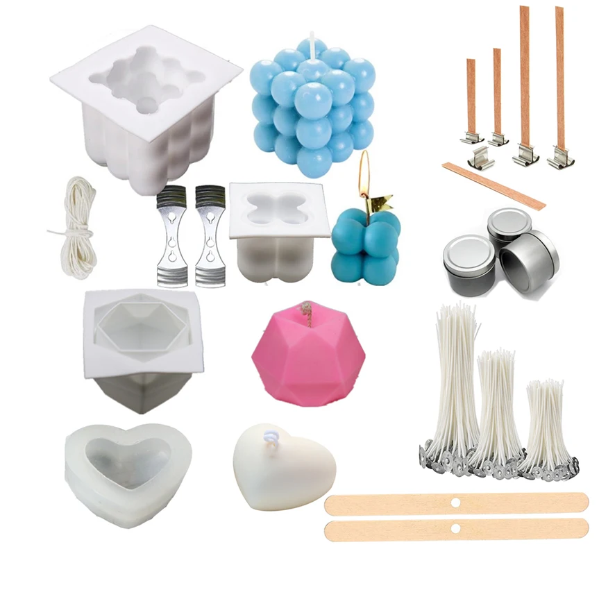 Mix Candle Material Accessories Set Mould with Wicks DIY Crafts Kit Making Supplies Soy Wax Jars | Дом и сад
