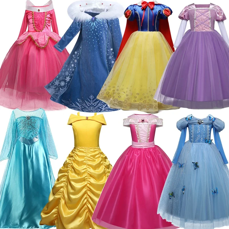 Fancy Cosplay White Girls Dress Halloween Kids Costume Child Children