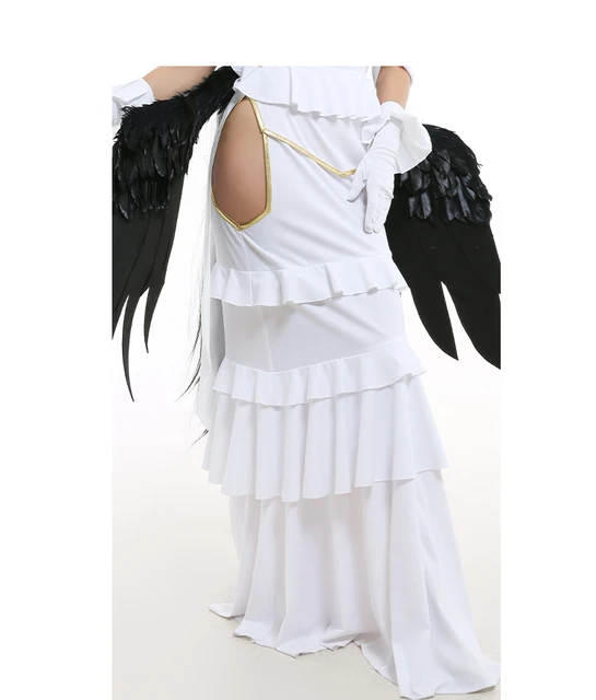 Anime overlord temporada 4 albedo cosplay peruca roxo cabelo longo branco  headwear misericordioso puro-branco diabo