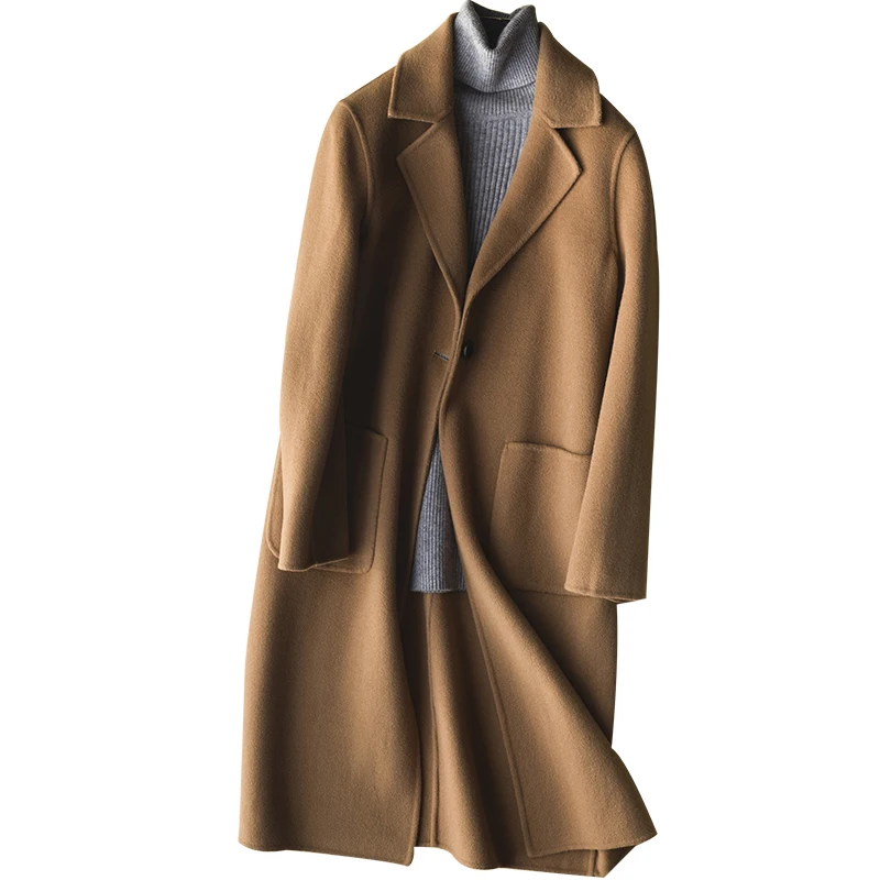 

casaco feminino 2020 Autumn Winter Coat Women Elegant Long Wool Coats Doule-side Wool Jacket Female Outwear manteau femme YQ386