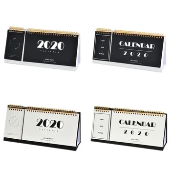 

2020 Simple Black and White Series Desk Calendar DIY Note Memo Coil Calendars 2019.09-2020.12 Daily Schedule Planner