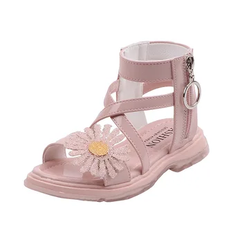 

2020 New Summer Shoes Big Kids Girls Fashion Gladiator Flowers Leather Sandals Children Beach Sandals 4 5 6 7 8 9 10 11 12 Years