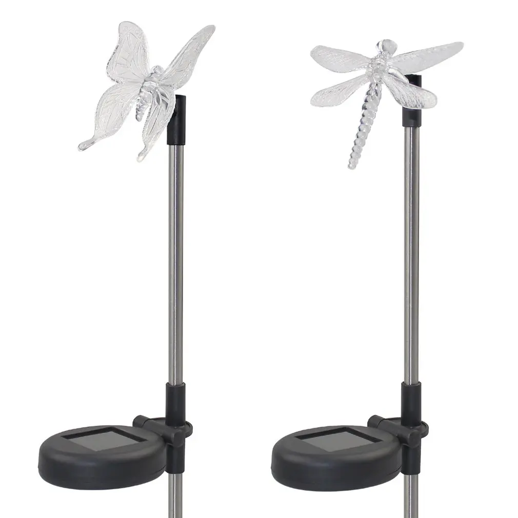 

ICOCO Pack of 2 Solar Color-Changing Dragonfly/Butterfly Garden Stake Light Waterproof