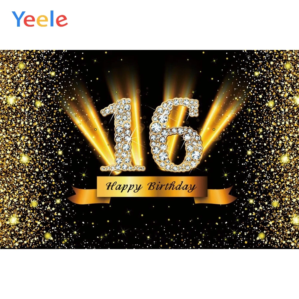 

16 18 30 40 50 60th Birthday Party Gold Dots Glitter Shiny Photography Backdrop Vinyl Photographic Background For Photo Studio