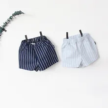 Детская летняя одежда; шорты в Вертикальную Полоску для мужчин и женщин; эластичные повседневные брюки; детская одежда; короткий костюм; брюки в Корейском стиле