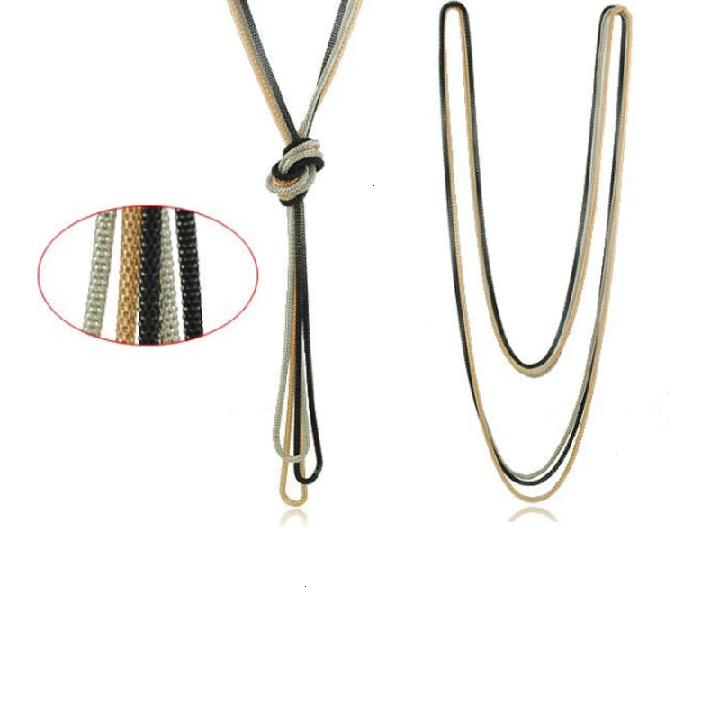 Длинные ожерелья и кулоны для женщин модная простая завязанная цепочка ожерелья для свитера ожерелья женские богемные ювелирные изделия Новинка