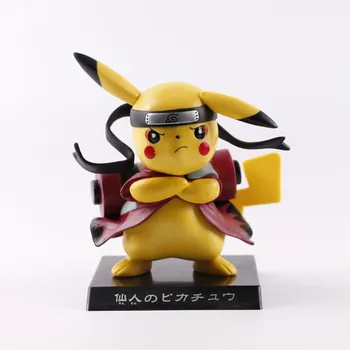 

TAKARA TOMY Pokemon Pikachu Cosplay Uzumaki Naruto Anime Action Figure Toys Model Shippuden Kawaii Model Battle Version PVC Doll