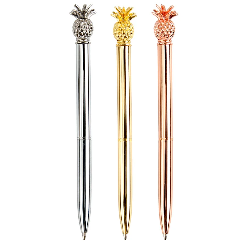 Rose Gold Pen 1.0mm Metal Ballpoint New Strange Pineapple Stationery Gift Kawaii 3 Color Optional School Office Supplies | Канцтовары