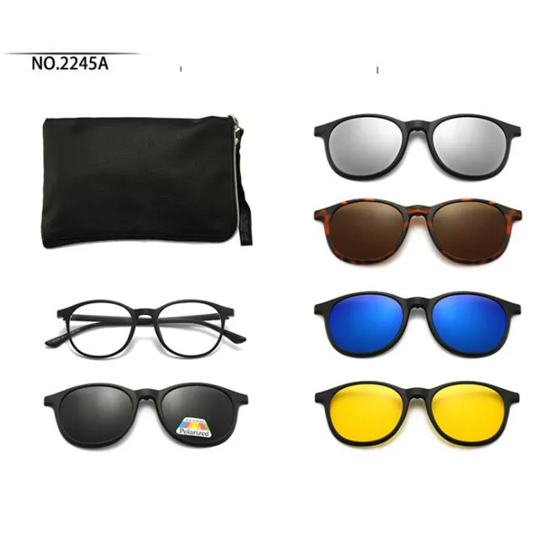 2245 Magnet Clip Round Myopia Glasses 0 -0.5 -1.0 -2.0 To -6.0 , Hyperopia Sunglasses +0.5 +1.0 +2.0 To +6 5
