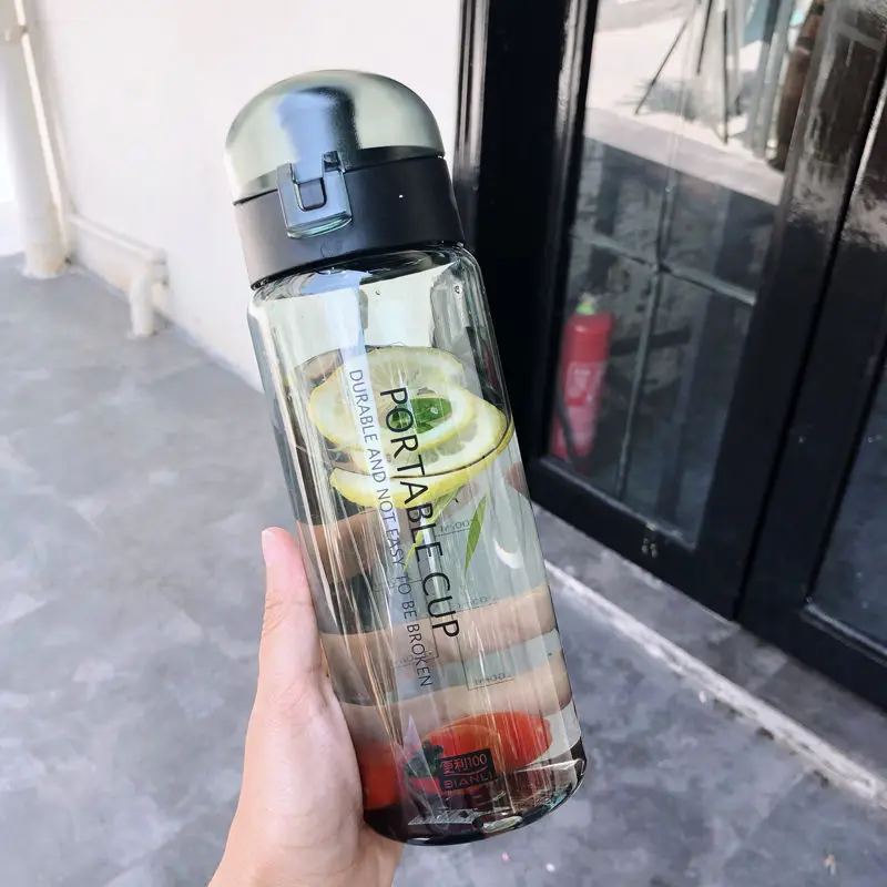 

Simple Trend Sports Bottle Large Capacity Korean-style Plastic Water Bottle Men And Women Students Sports Tea Filter Cup Readily