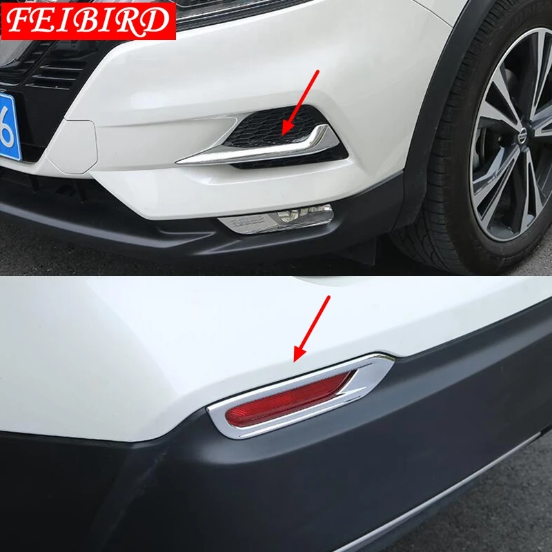 

Auto Accessory Front + Rear Fog Lights Lamp Eyelid Eyebrow Cover Trim Chrome ABS Fit For Nissan Qashqai J11 2018 2019