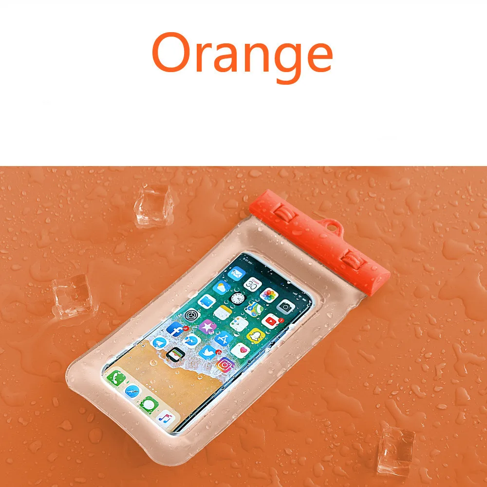 Надувная подушка, Плавающий надувной Чехол-держатель для мобильного телефона, водонепроницаемая сумка для дайвинга, пляжные, водные, для бассейна, чехол с карманом для лета - Цвет: Оранжевый