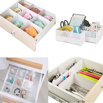 

8pcs DIY Plastic Drawer Storage Organizer Adjustable Grid Drawer Dividers For Home Tidy Closet Socks Household Necessities
