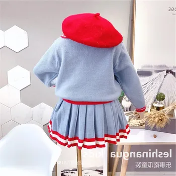 

2019 autumn and winter models girls' college wool sweater and skirt