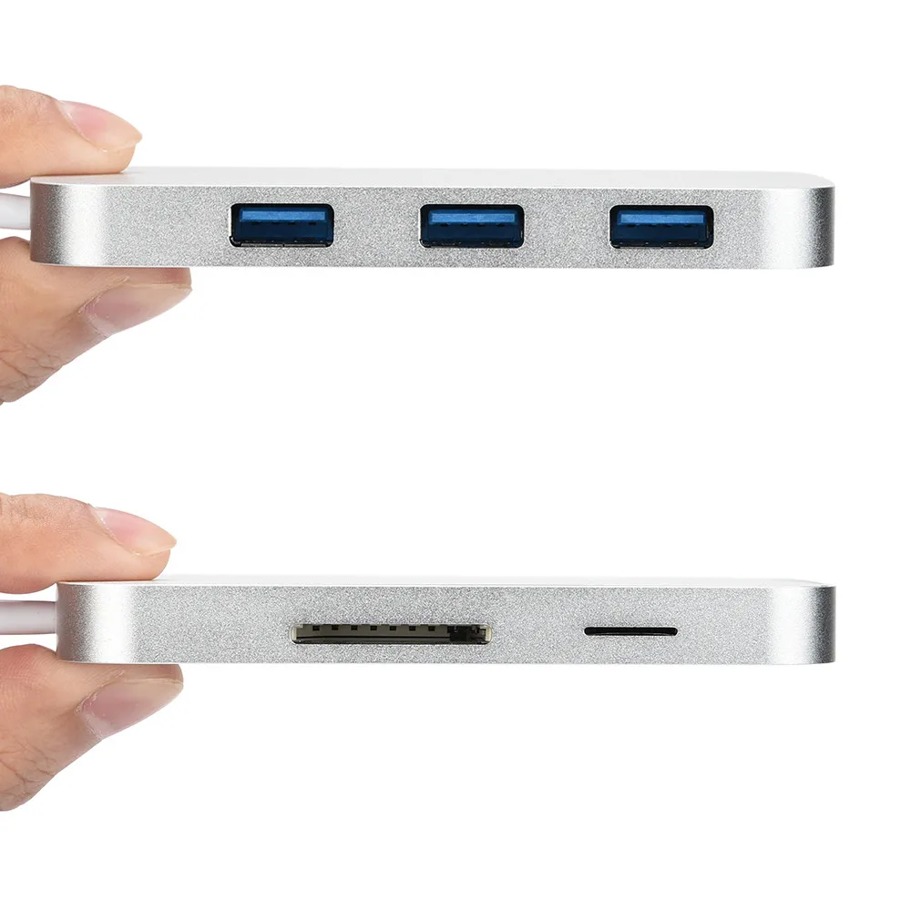 Ouhaobin 5в1 type C USB-C концентратор адаптер 3 USB 3,0 порт для чтения карт для MacBook Pro для компьютера для Windows