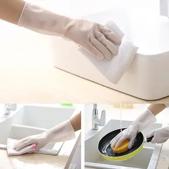 

Magic silicone waterproof thin section dishwashing sponge rubber bowl cleaning kitchen plastic 1 scrub brush pair glove Q6J7