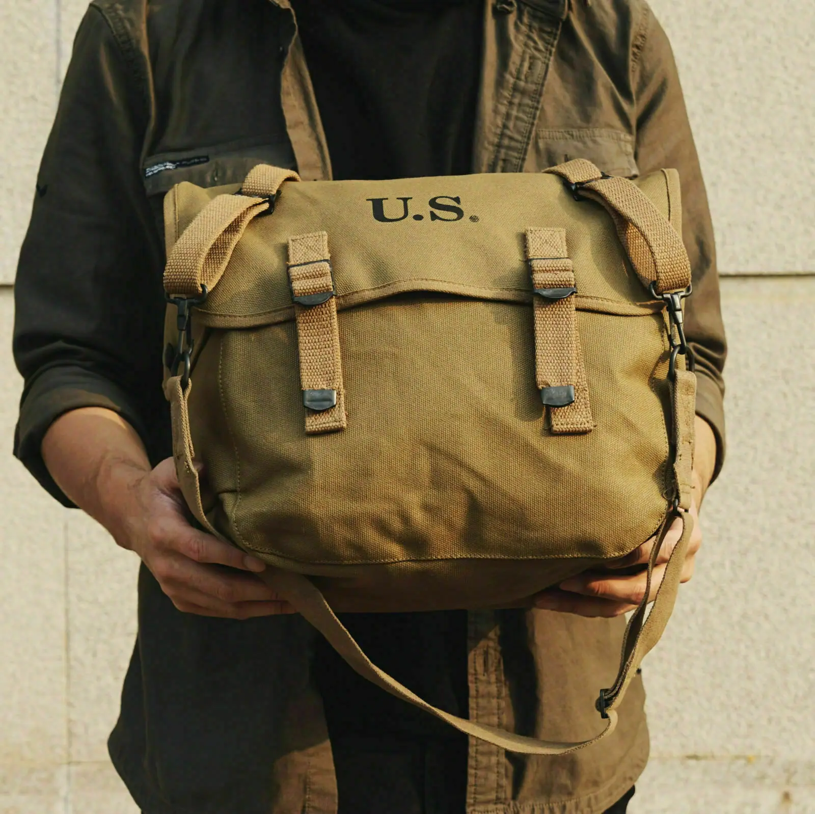 tomwang2012. WWII WW2 US ARMY 1943 M36 MUSETTE FIELD BAG BACK PACK HAVERSACK MILITARY War Reenactments