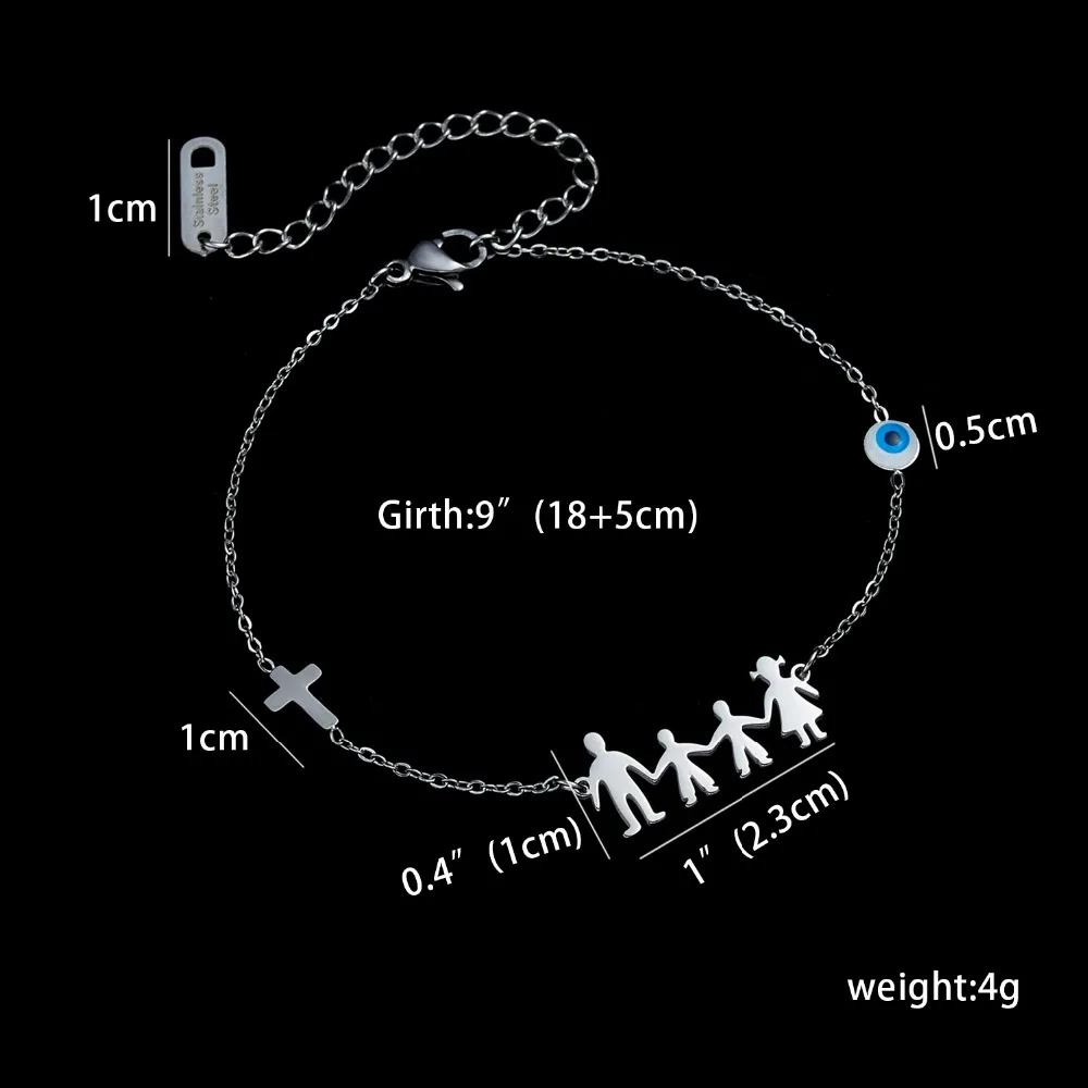 Семейный Браслет из нержавеющей стали, 2 человека, влюбленные, любовь, голубые глаза, крест, для родителей, дочек, детей, серебряный браслет