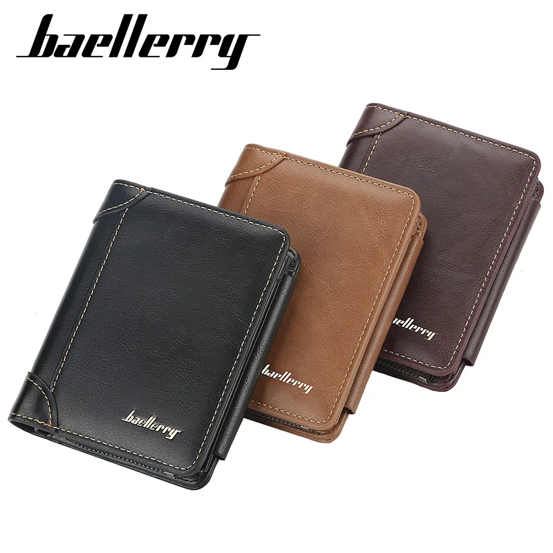 PU Leather Men Wallets Zipper Short