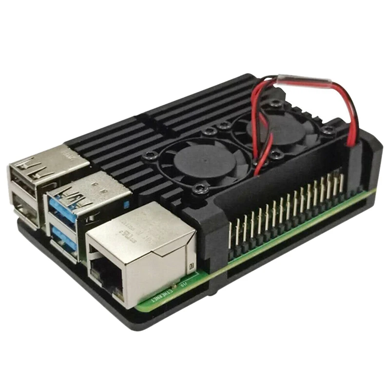 

for Raspberry Pi 4B Latest CNC Aluminum Alloy Case Enclosure with Cooling Fan CA
