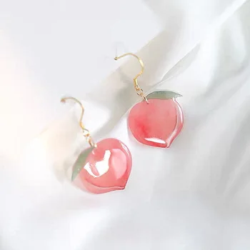 

1 Pair/Set Heart Peach Resin Earrings Temperament Simple Hypoallergenic Earrings For Women Jewelry Kpop Earrings Wholesale