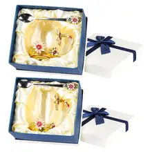 С ромашками, эмалированное стекло для чая, высокая термостойкость, бессвинцовая чашка с резьбой