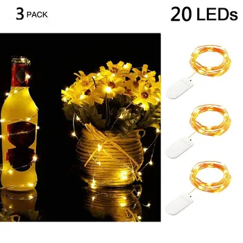 

3Pcs 20LED Fairy Lights LED String Lights Battery Starry String Copper Wire Decor Christmas Garland Decoration Party Wedding