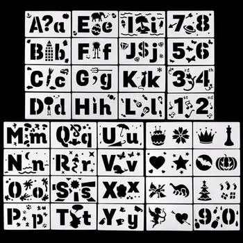 

38pcs/set Numbers Letters Drawing Template Stencil Painting Embossing Scrapbook