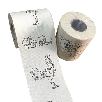 

Roll Toilet Paper Cute Cartoon Pattern Print Bathroom Tissue for Home Office Hotel