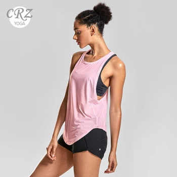 

CRZ YOGA Lightweight Stretch Running Sports Shirt Workouts Loose Fit Yoga Racerback Tank Tops